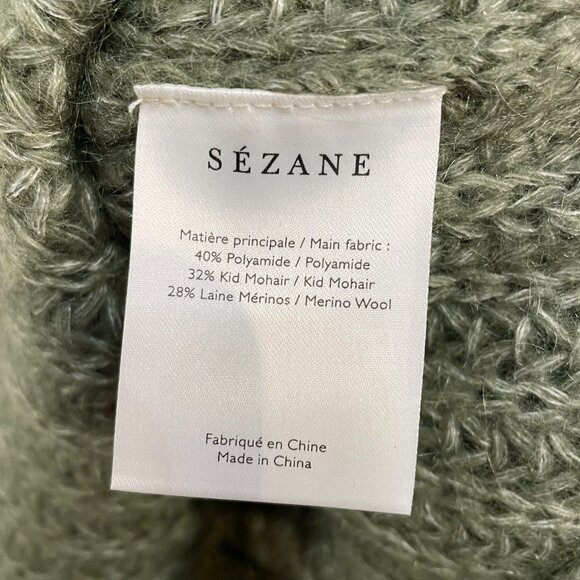EUC Sezane Jules Cable Knit Mohair Wool Sweater Olive Green XS - Picture 7 of 8